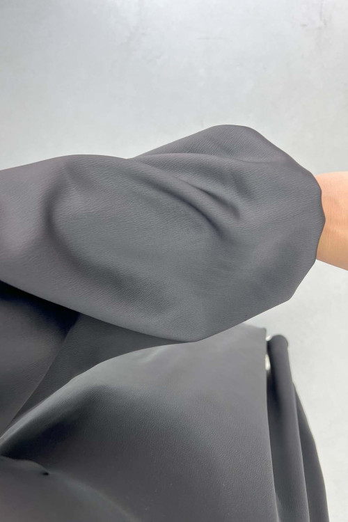 Satin Dress with Placket Detail Black