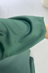 Placket Detail Satin Dress Emerald Green
