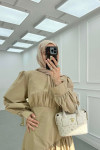 Sare Fashion Long Dress with Plaid Brown
