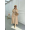 Sare Fashion Cape Detailed Stone Button Skirt Set Beige