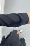 Sare Fashion Cape Detailed Stone Button Skirt Suit Black