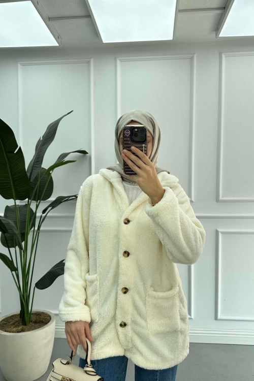 Sare Fashion Plush Jacket Ecru