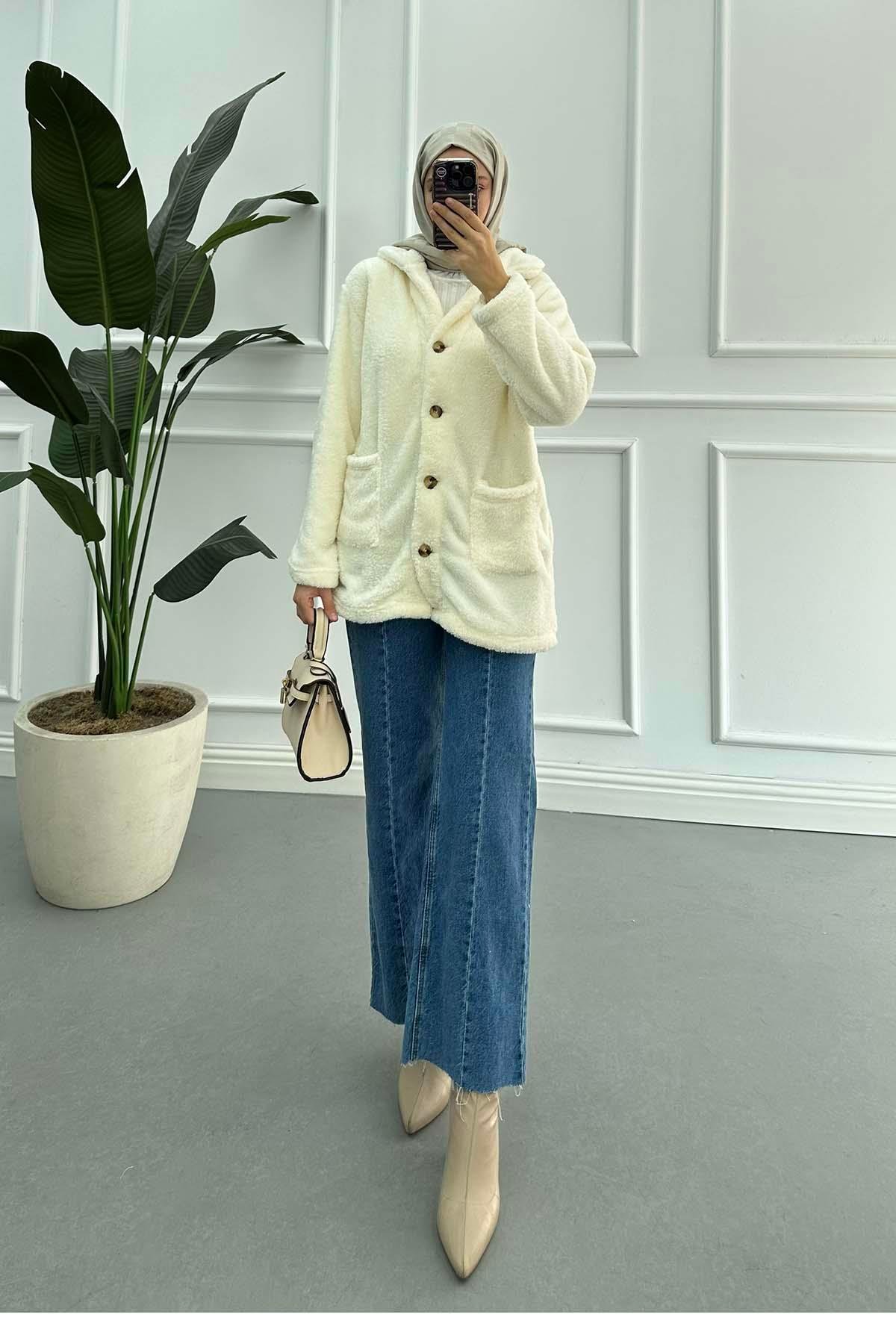 Sare Fashion Plush Jacket Ecru