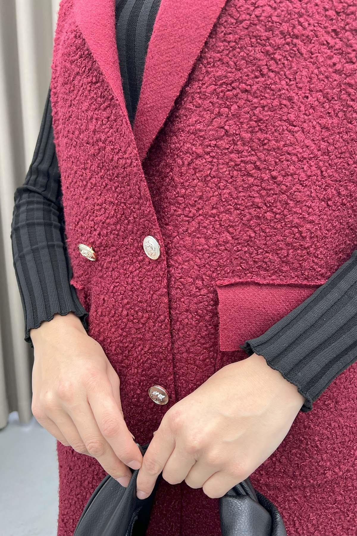 Plush Vest Claret Red