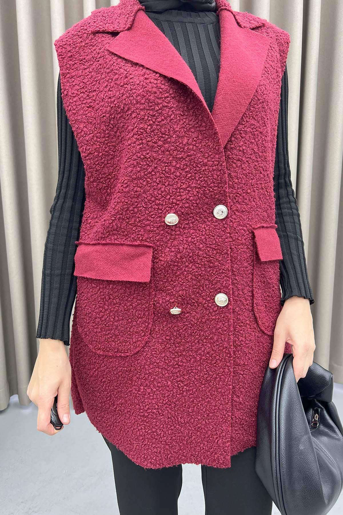 Plush Vest Claret Red