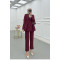 Sare Fashion Double Crepe Jacket Suit with Dart Detail, Burgundy