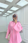 Sare Fashion Dart Detail Hidden Button Shirt Set Pink