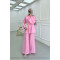 Sare Fashion Dart Detail Hidden Button Shirt Set Pink