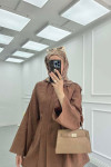 Sare Fashion Dart Detail Hidden Button Shirt Set Brown
