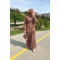 Sare Fashion Pleated Detailed Abaya in Taba