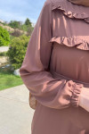 Sare Fashion Pleated Detailed Abaya in Taba