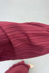 Sare Fashion Pleated Half Buttoned Viscose Dress Burgundy