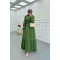 Sare Fashion Pleated Half Buttoned Viscose Dress Green