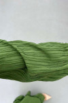 Sare Fashion Pleated Half Buttoned Viscose Dress Green