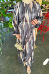 Sare Fashion Pleated Balloon Sleeve Dress Gray