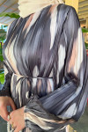 Sare Fashion Pleated Balloon Sleeve Dress Gray