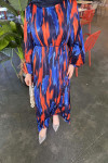 Sare Fashion Pleated Balloon Sleeve Dress Navy Blue