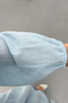 Sare Fashion Pleated Button Detailed Shirt Baby Blue