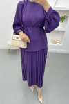 Pleated Skirt Set Purple