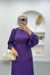 Pleated Skirt Set Purple