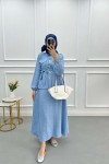 Pleated Skirt Suit Light Blue