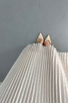 Sare Fashion Pleated Satin Skirt Ecru