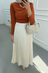Sare Fashion Pleated Satin Skirt Ecru