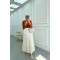 Sare Fashion Pleated Satin Skirt Ecru