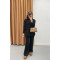 Polo Collar Striped Suit Black