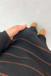 Polo Collar Striped Suit Black