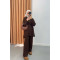 Polo Collar Knitwear Suit Brown