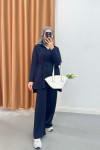Polo Collar Knitwear Suit Navy Blue