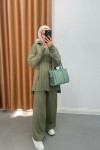 Polo Neck Knitwear Set Soft Green