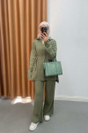 Polo Neck Knitwear Set Soft Green