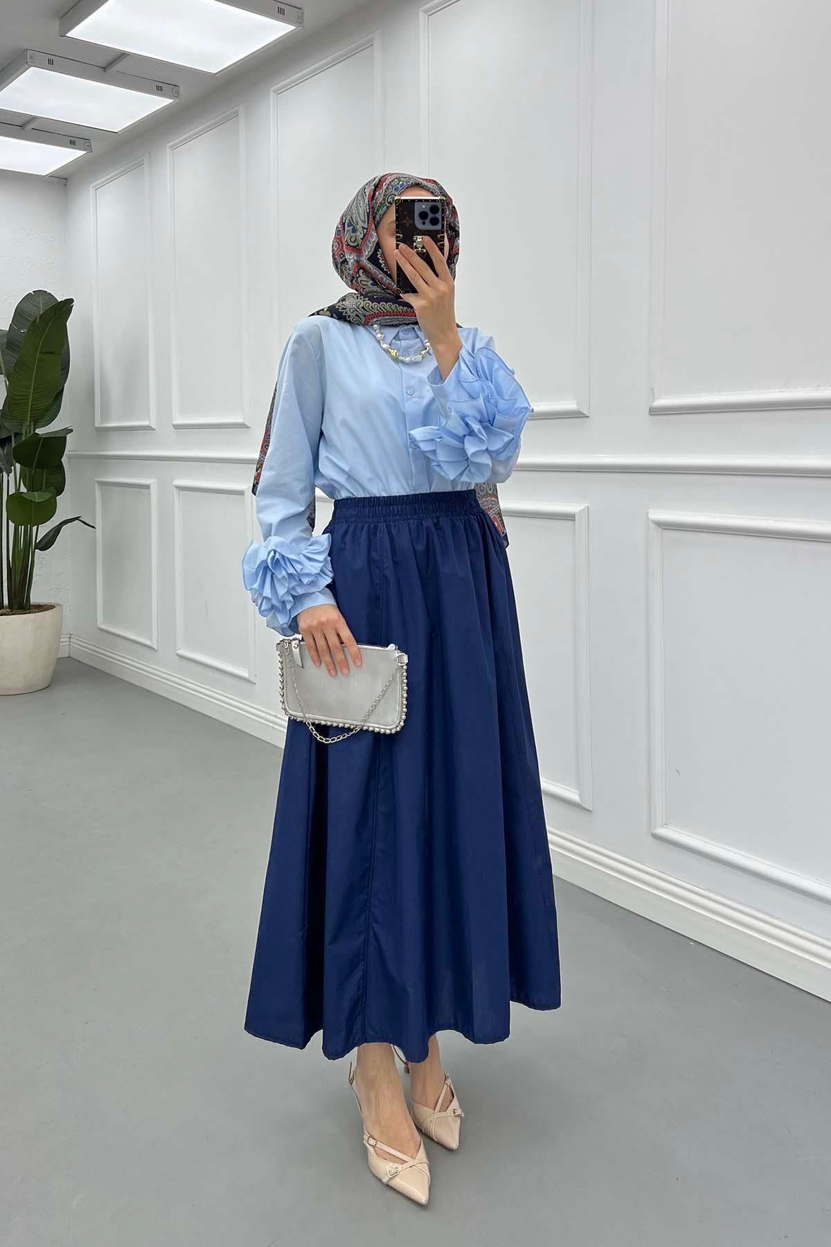 Sare Fashion Poplin Skirt Navy Blue