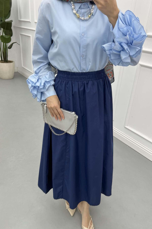 Sare Fashion Poplin Skirt Navy Blue