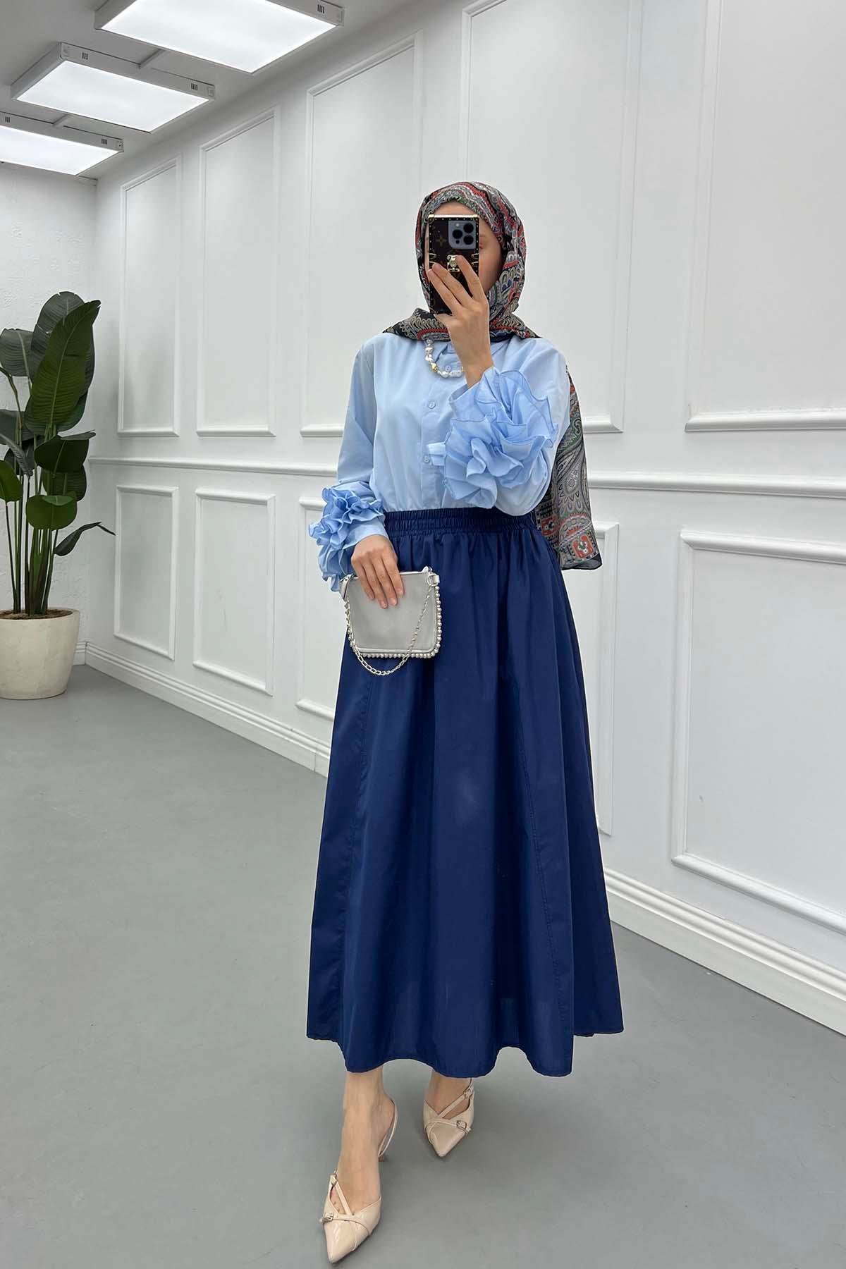 Sare Fashion Poplin Skirt Navy Blue