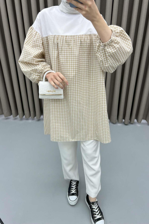 Gingham Tunic Brown