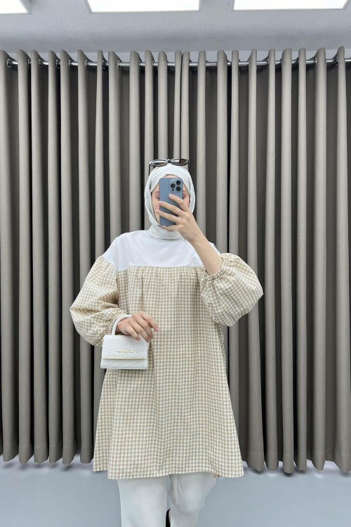 Gingham Tunic Brown