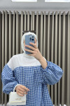 Gingham Tunic Navy Blue