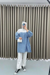 Gingham Tunic Navy Blue