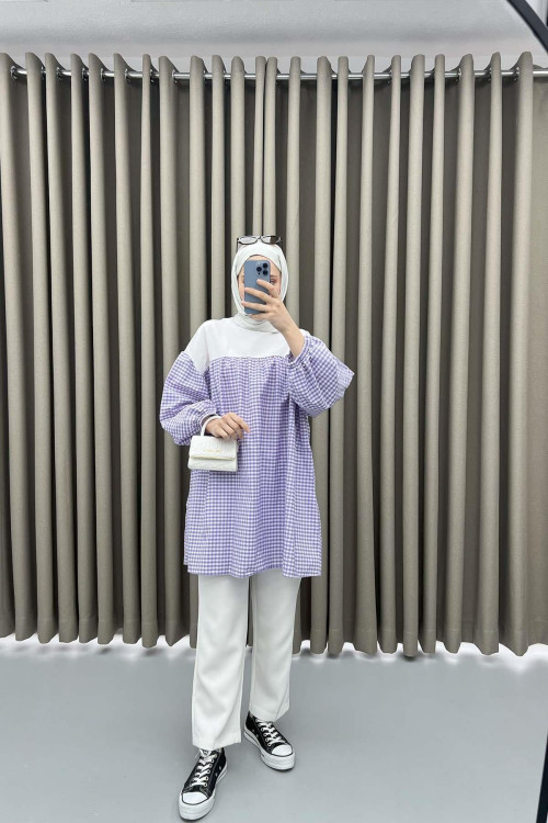 Gingham Tunic Purple