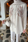 Sare Fashion Sequin Patterned Shirt Beige