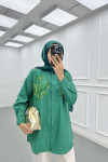 Sare Fashion Sequin Patterned Shirt Benetton Green