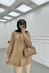 Sare Fashion Sequin Patterned Shirt Camel
