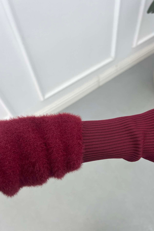 Sare Fashion Bearded Long Cardigan Burgundy