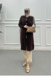 Sare Fashion Bearded Long Cardigan Brown