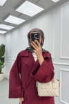 Sare Fashion Shawl Collar Laced Trench Coat Burgundy