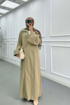 Sare Fashion Shawl Collar Laced Trench Coat Soft Green