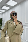 Sare Fashion Shawl Collar Laced Trench Coat Soft Green